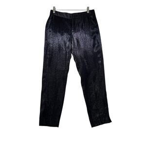 Zara Black Silver Metallic Thread Trouser Tuxedo Party Pants Womens Small